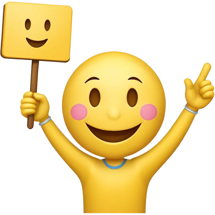 a cheering smiley carrying the word "Rabea!!!"  emoji