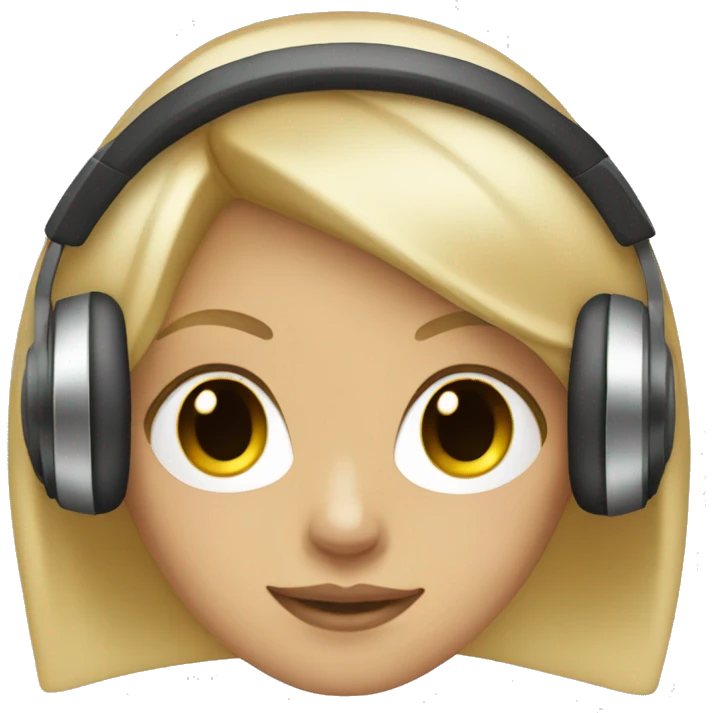 blonde dj girl straight hair with beige headphones emoji
