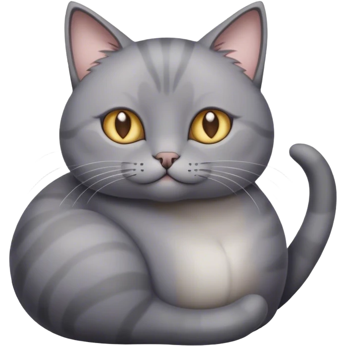 Gorgeous grey cat with white mark on belly emoji