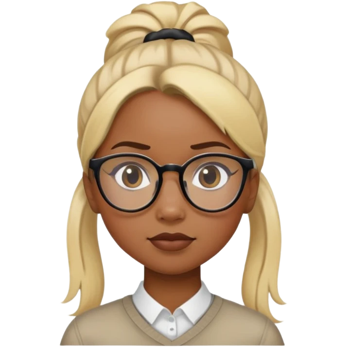 black girl with blonde hair in a ponytail with glasses doing a side eye emoji