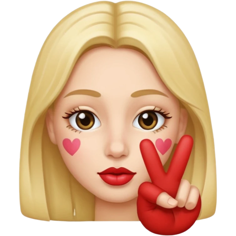 kissy face with peace sign by eye emoji