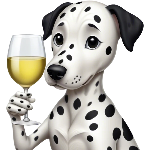 Dalmatian dog drinking white wine emoji