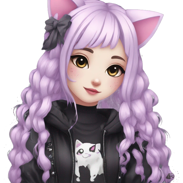Edgy Kawaii Cute Cool Cartoon Beautiful Elegant Pretty Anime Punk Techwear Gothic Catgirl emoji