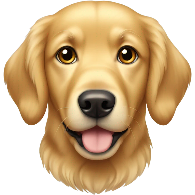 Golden retriever with puppy dog eyes emoji