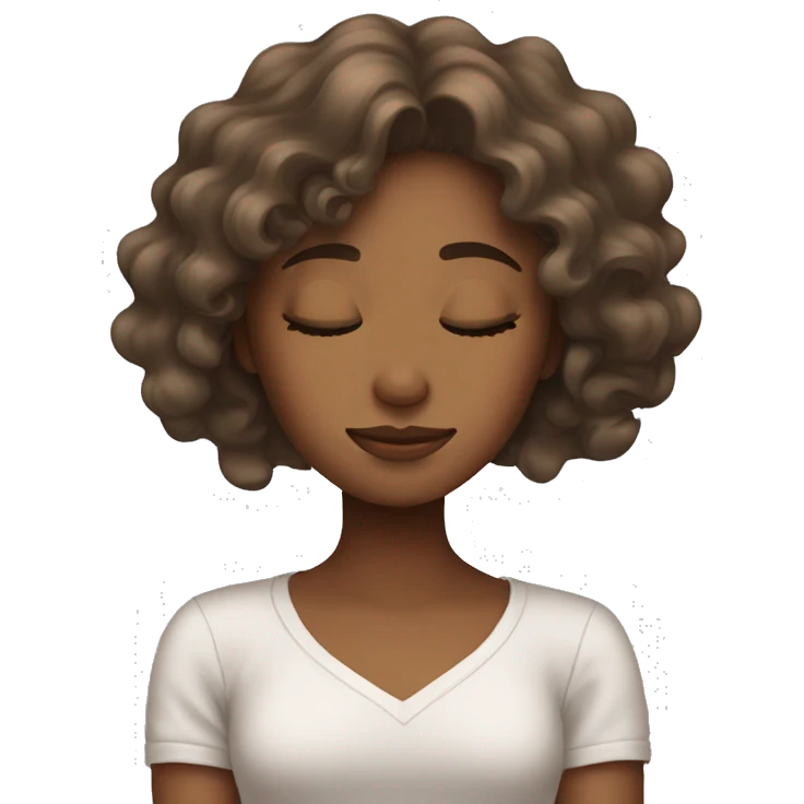 A girl who has wavy hair sleeping emoji