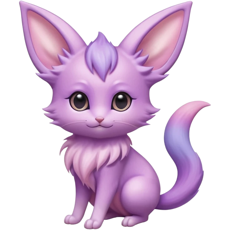 Cute kawaii fluffy big-eyed anime-styled floofy floofy Pastel Gradients Shiny silky realistic smooth soft innocent Espeon-Mew-Minccino-Delcatty-fusion emoji