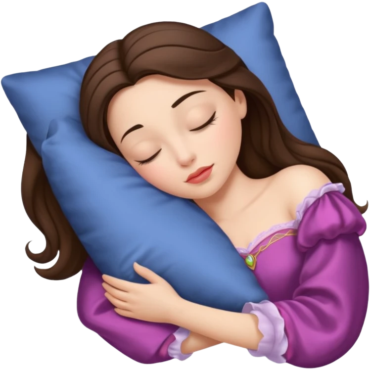 sleeping beauty brunette white girl with a silk pillow emoji