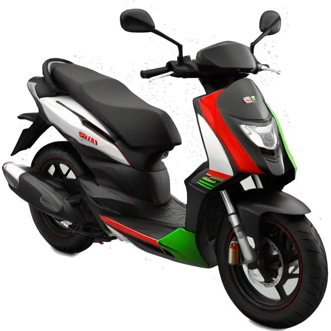 Black and red and a litle bit of green aprilia sr 50 replica 50cc emoji