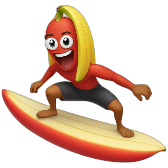 red banana surfing emoji