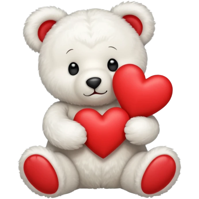 white teddy bear holding red heart emoji