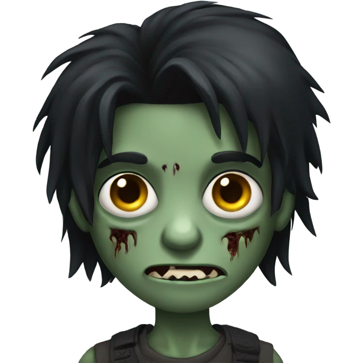 boy zombie with black long hair emoji