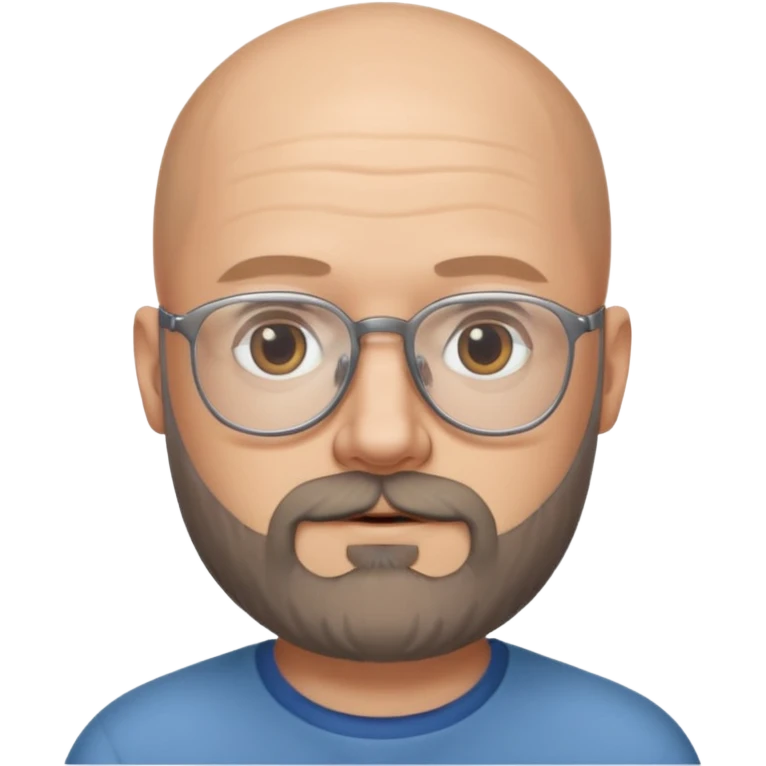 Hola... Quisiera crear un emoji de un pelado blanco con lentes y barba, aproximadamente de 40 años, quiero aclarar, que no tiene canas emoji
