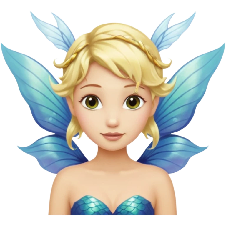 Blonde Mermaid with fairy wings and pixie hair emoji