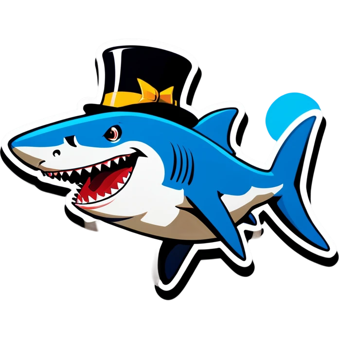 Shark with a top hat emoji