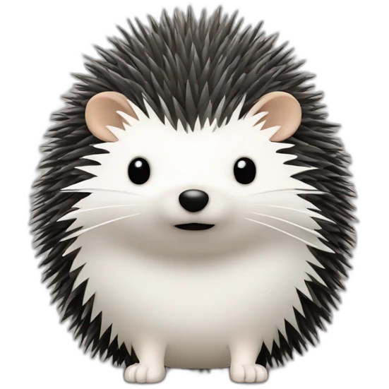 Hedgehog salt and pepper quills one black ear one white ear full body emoji