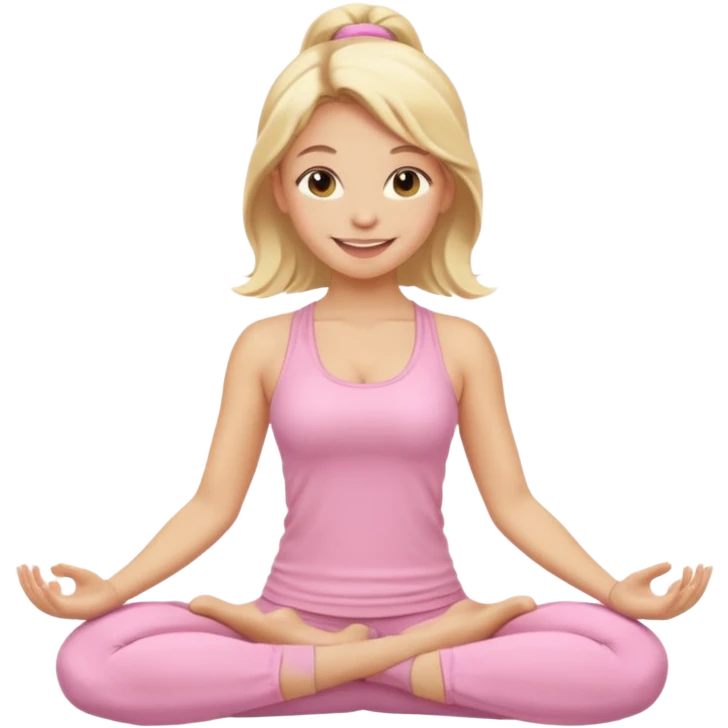 blonde yoga girl light pink clothes n emoji