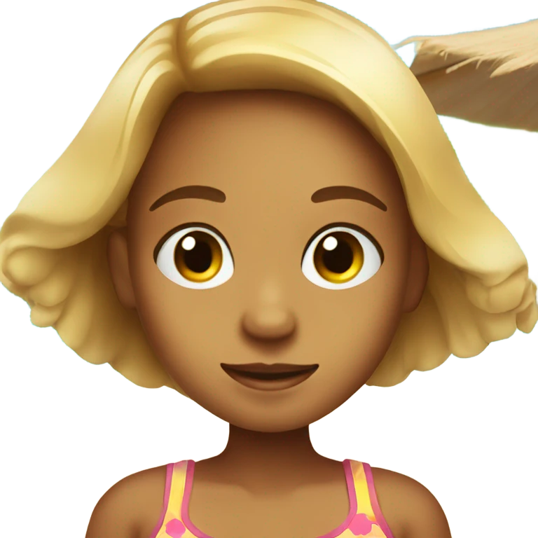 little girl on the beach in a sunbed emoji