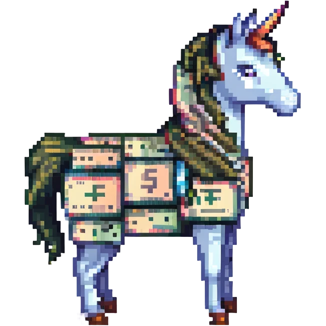 единорог из долларовых купюр, no background emoji