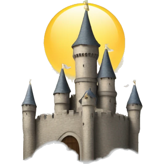 a castle sitting on clouds with halo on top emoji
