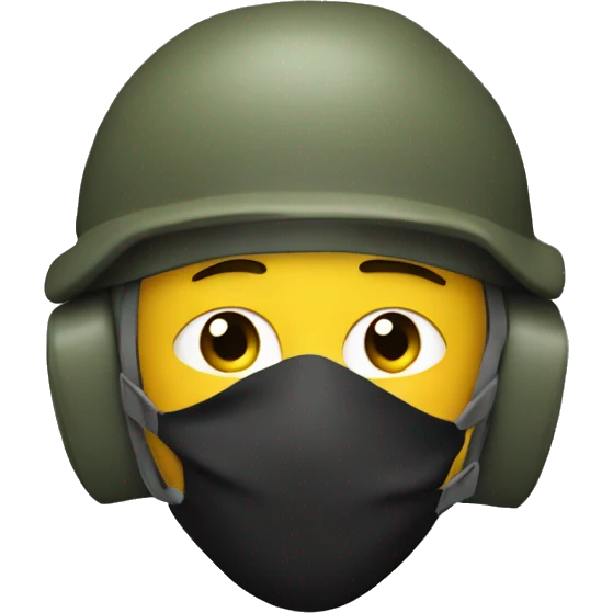 A soldier with his face covered with mask on a plane emoji
