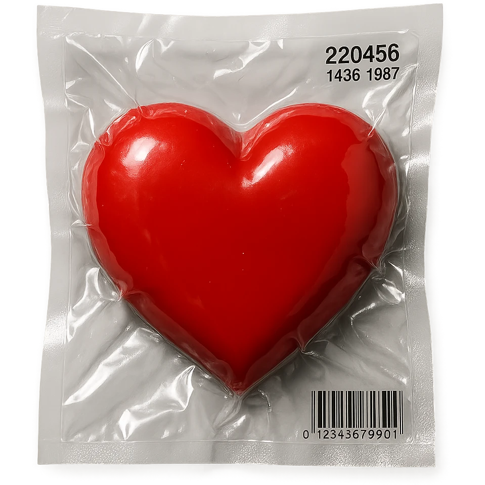 heart, glossy and puffy, vacuum-sealed style emoji