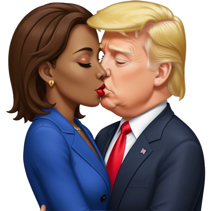 Trump and Kamala kissing emoji