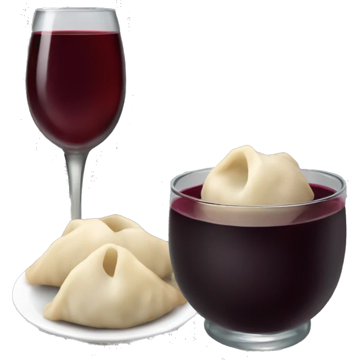 Georgian dumplings and glass red wine  emoji