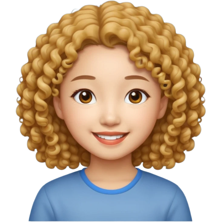 asian girl with young curly hair emoji