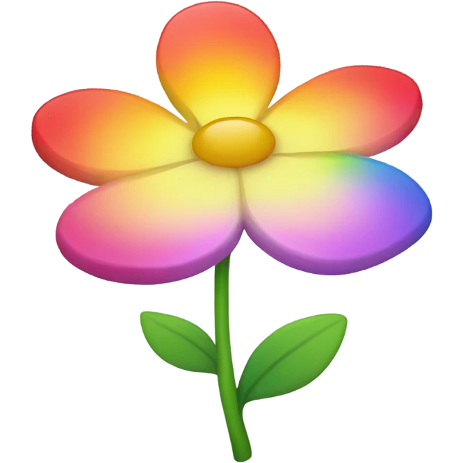 Rainbow flower with white face emoji