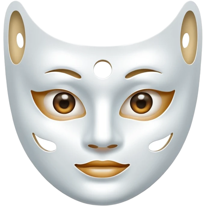 a sheet of white mask pack for face skincare beauty, except on the face, transpalent holes on eyes and mouth side emoji