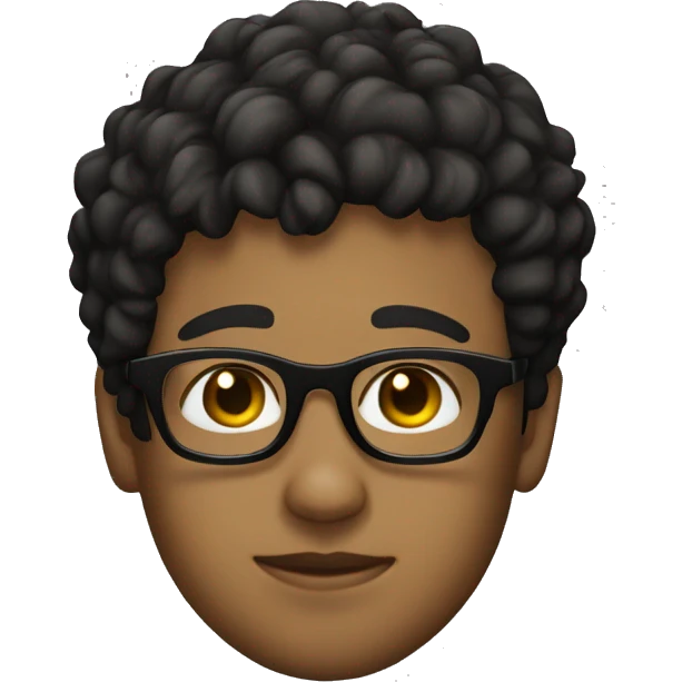 a boy with olive skin, black square glasses, with short curly hair emoji