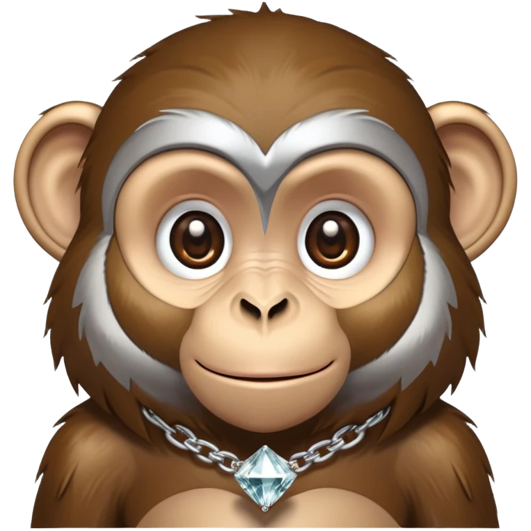 Monkey With Diamond Silver Chain emoji