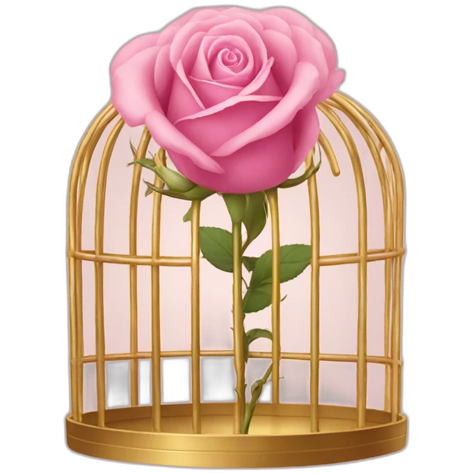 Pink rose in golden cage emoji