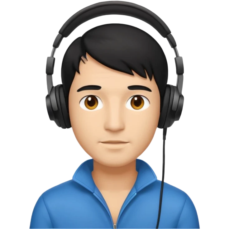 light black hair man with headphones emoji