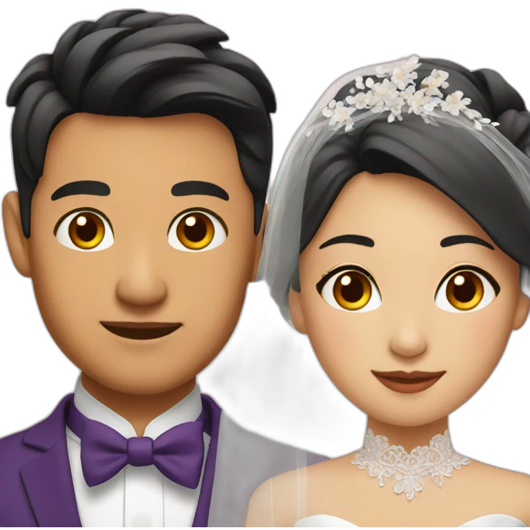 asian wedding couple close up emoji