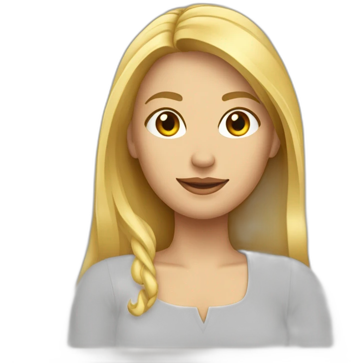Mujer rubia  con celular iPhone  emoji