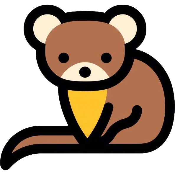 yellow-throated marten, siberian harza, small predatory mammal with yellowish throat and dark brown fur emoji