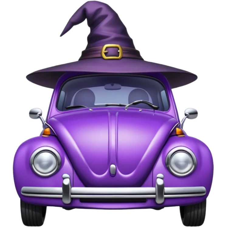 A purple vw bug in a witches hat emoji
