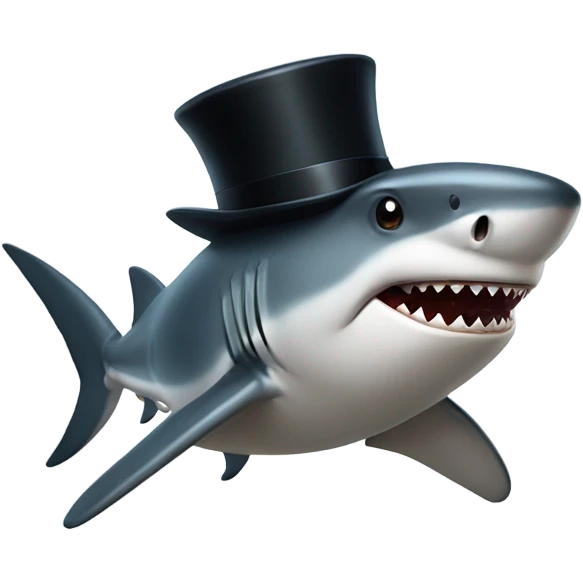 Shark with a top hat emoji