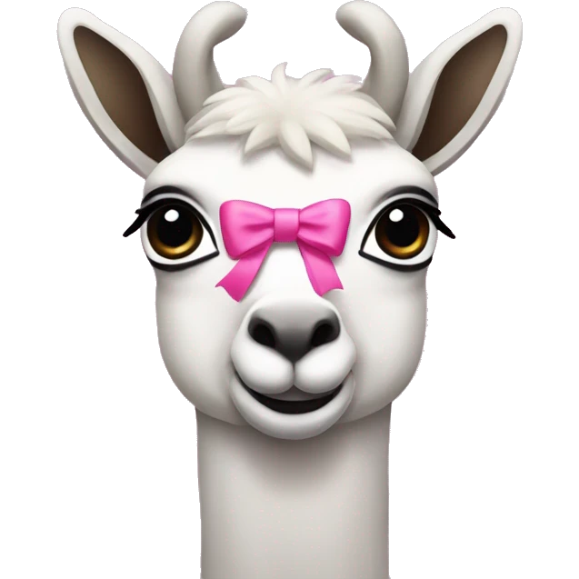 A lama with a pink bow on it emoji