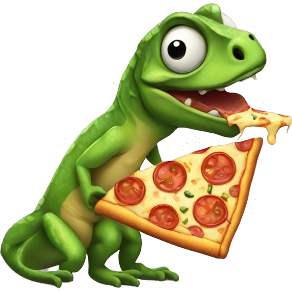 Lizard eating pizza emoji