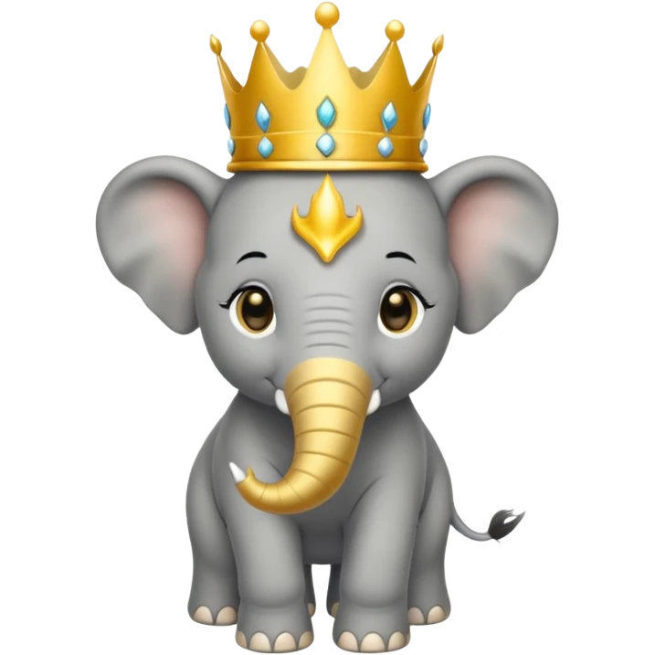 Elephant calf with small crown symbol on head. emoji