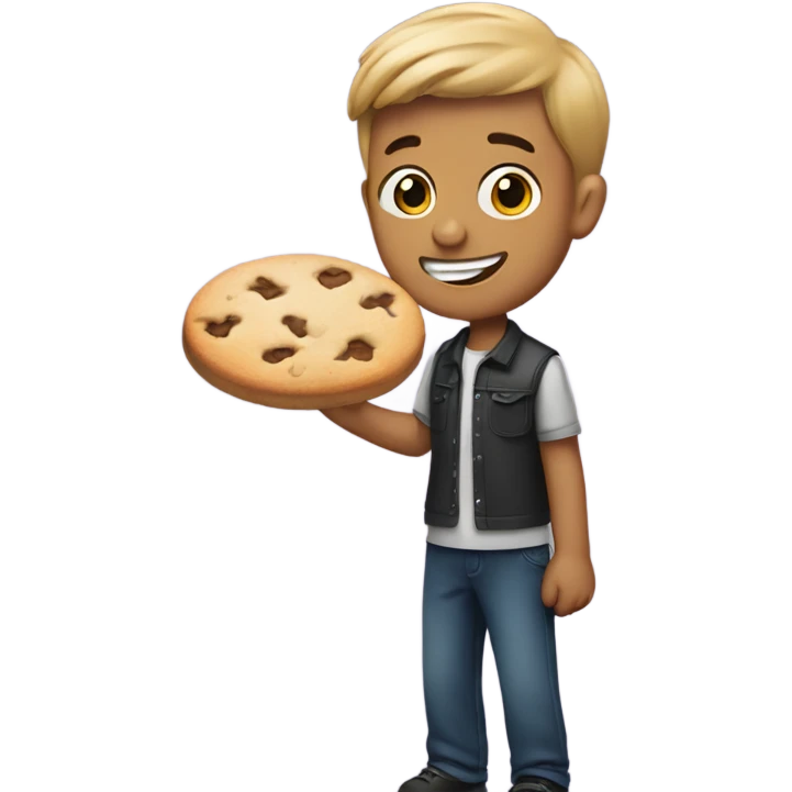 Boy holding crumbl cookie emoji