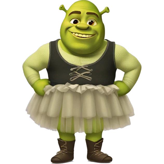 Shrek wearing a tutu emoji