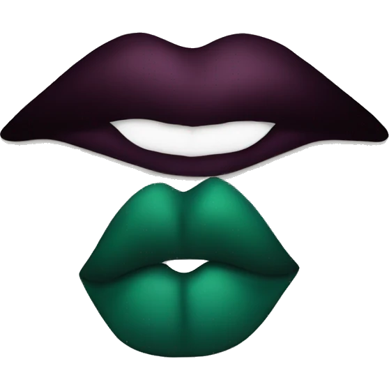Lips of a dark emerald color in the form of a kiss emoji