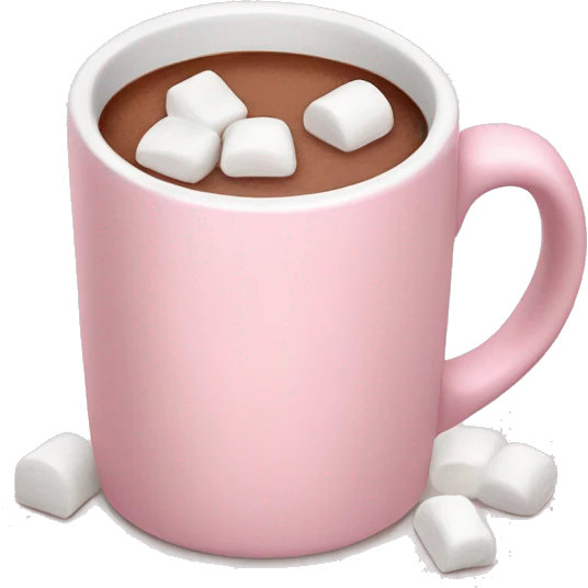 Light Pink mug of hot chocolate with marshmallows  emoji