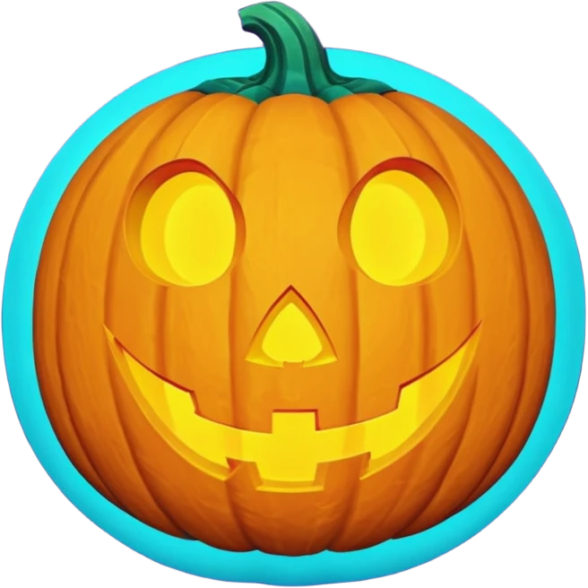 glowing jack-o'-lantern, purple and cyan colors emoji