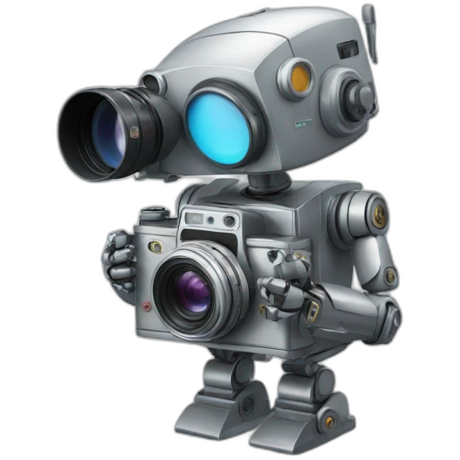 robot holding a film camera emoji