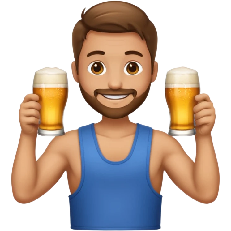 Emoji beauf avec un coupe de cheveux mulet, un ventre rond, un débardeur et une bière dans la main emoji