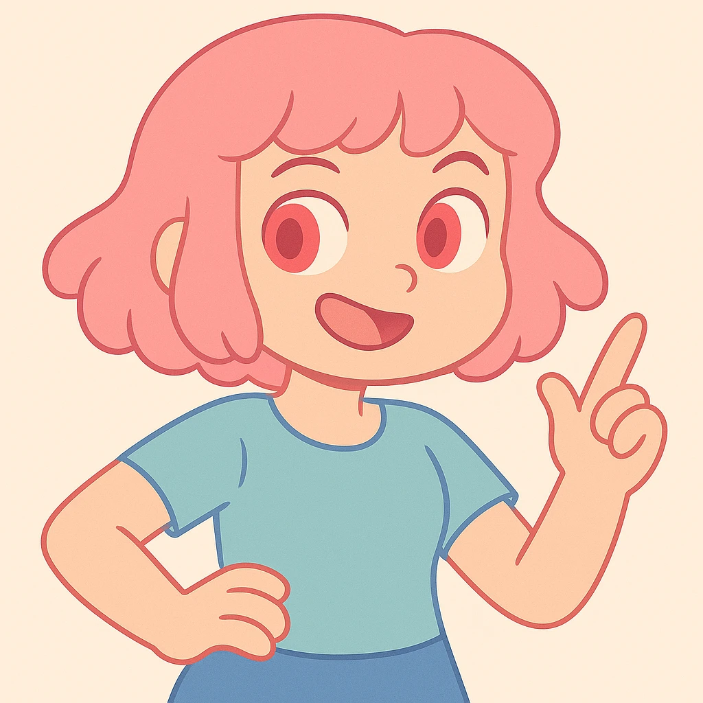 Switch to a new hairstyle, keep pink hair and red eyes, soft pastel art style. emoji